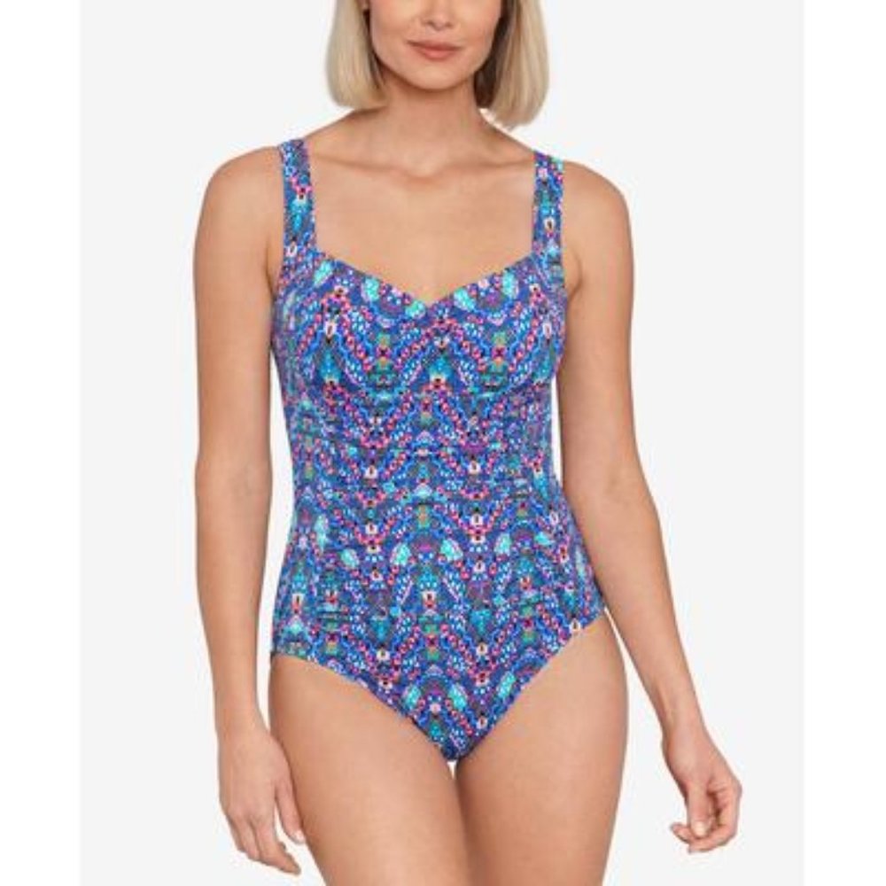 Swim Solutions Tummy Control Shirred One Piece Swimsuit NWT